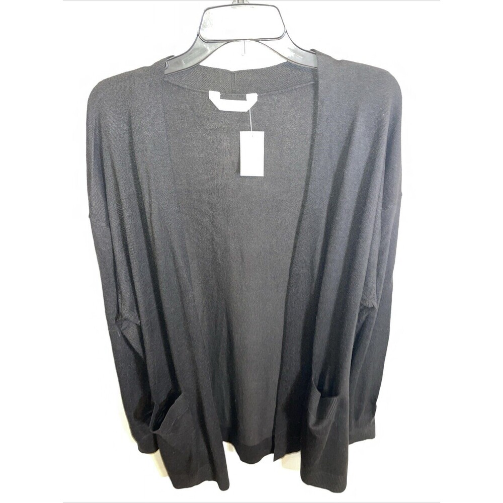 Members Mark Women’s Cashmere Blend Cardigan Sz 2XL Black Open Front Relaxed NWT